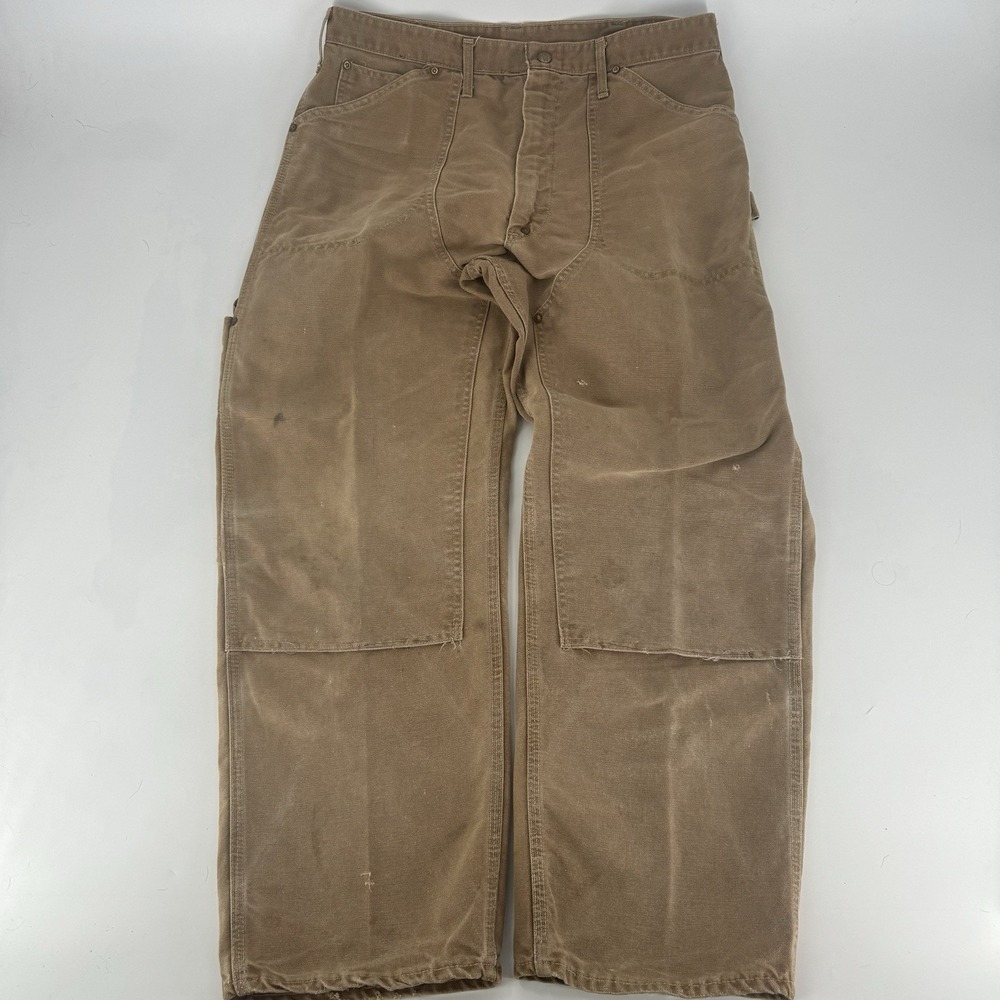 Vintage 60s 70s Carhartt Canvas Double Knee Work Wear Pants Mens Talon Union